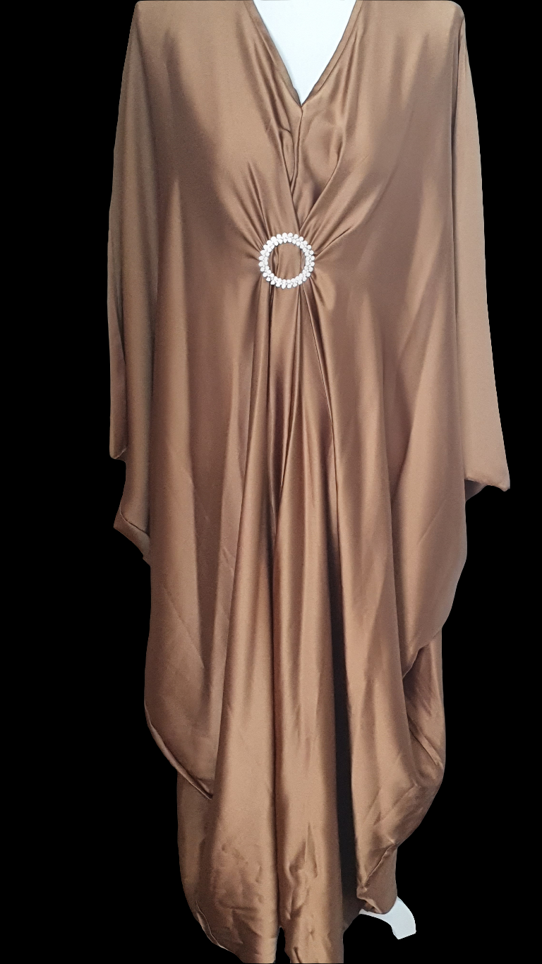 Abaya satiné broche - les merveilles de rahma