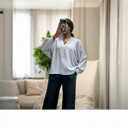 Blouse grise Oversize - les merveilles de rahma