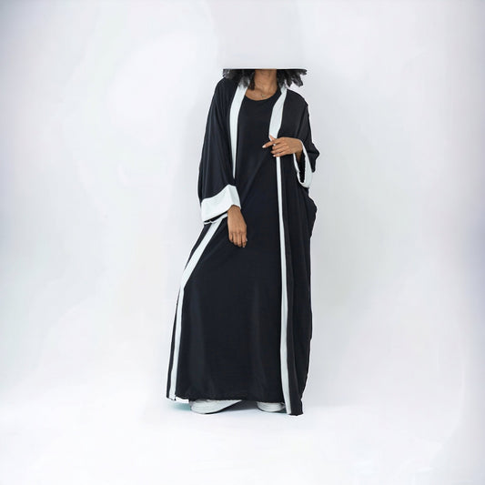 Ensemble kimono / sous robe abaya bicolore - les merveilles de rahma