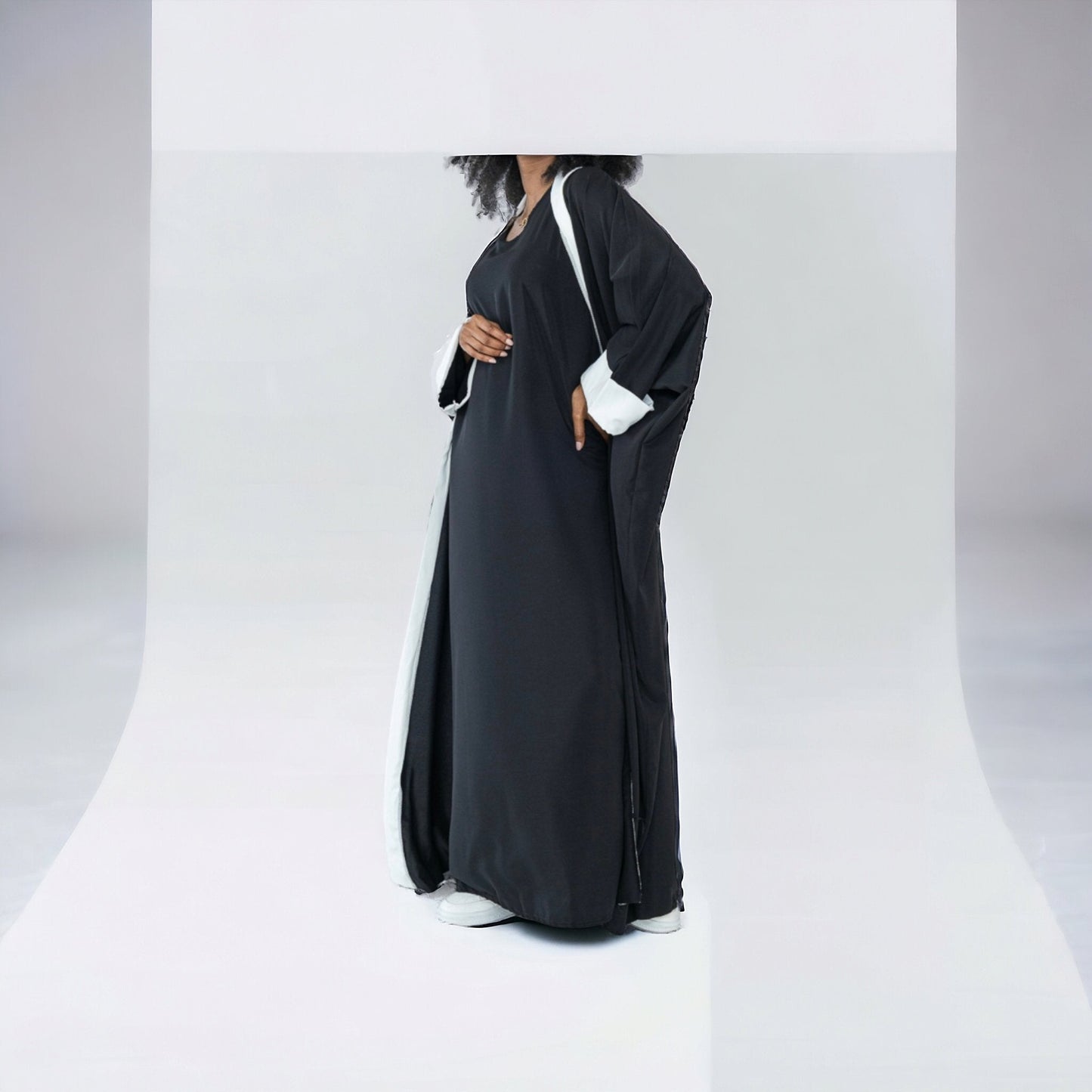 Ensemble kimono / sous robe abaya bicolore - les merveilles de rahma