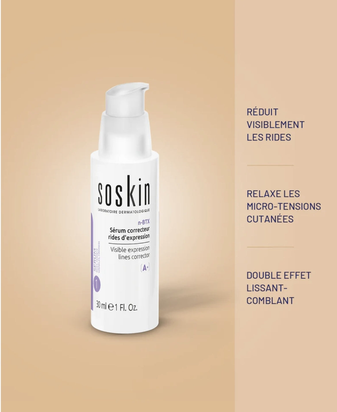 Sérum anti-rides d’expression Soskin n-BTX – 30 ml les merveilles de rahma