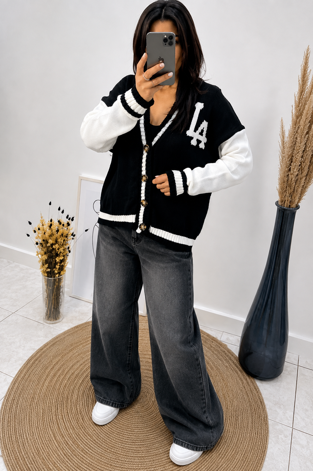 gilet college farah ( Noire et Blanc ) les merveilles de rahma