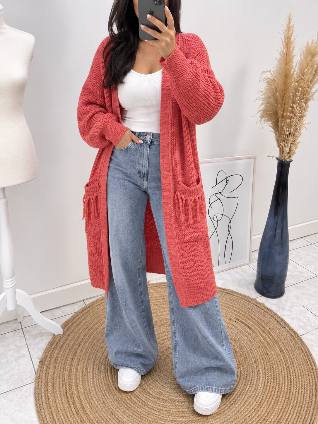 Gilet long Fairouz Rose Brique les merveilles de rahma