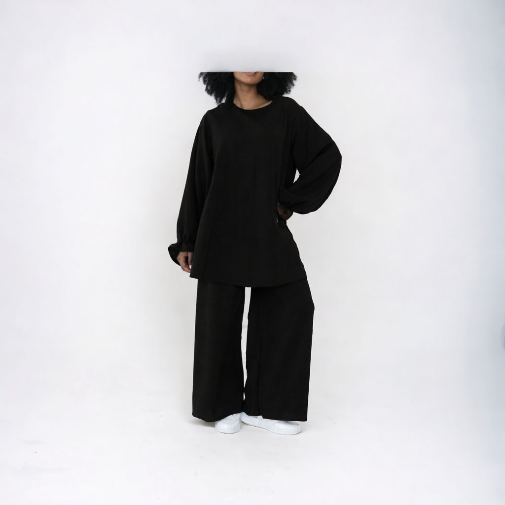 Ensemble large manche tulipe pantalon large les merveilles de rahma