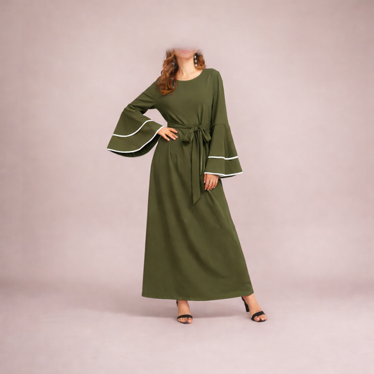 Robe Abaya manche bouffante large bi couleur les merveilles de rahma