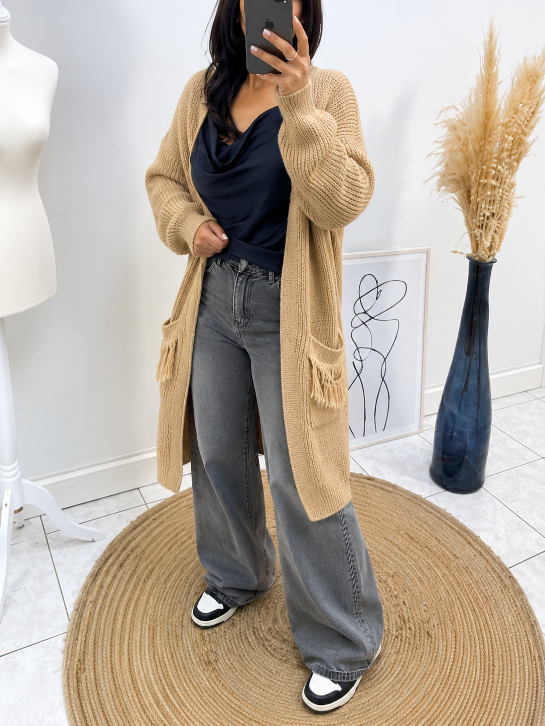 Gilet long Fairouz Beige les merveilles de rahma