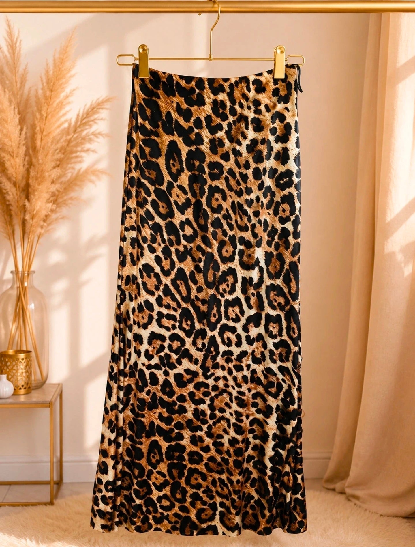 jupe satiné imprimée Leopard les merveilles de rahma