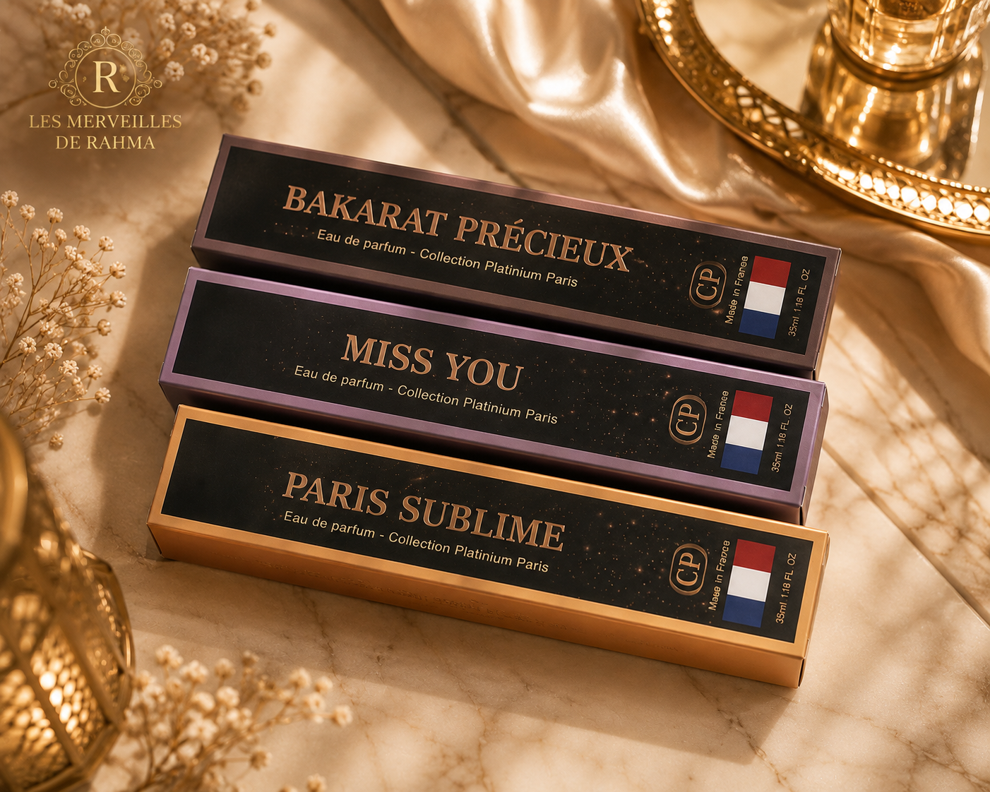 Coffret Découverte – 3 Eaux de Parfum 35 ml | Collection Platinium Paris les merveilles de rahma