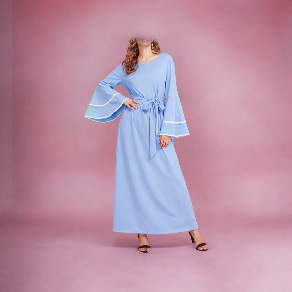 🌸 Robe Longue Élégance Bleu Ciel – les merveilles de rahma