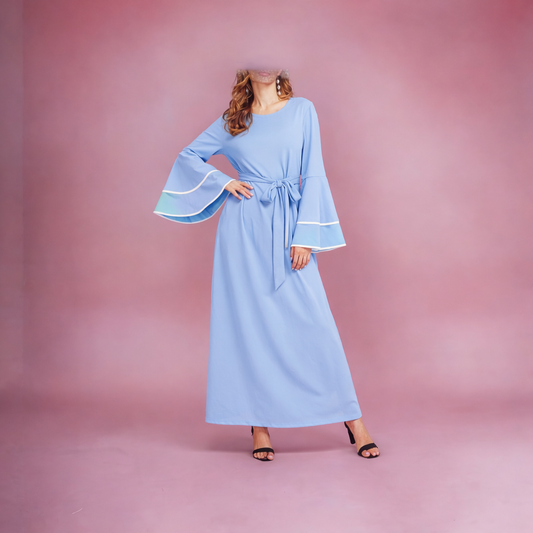 🌸 Robe Longue Élégance Bleu Ciel – les merveilles de rahma