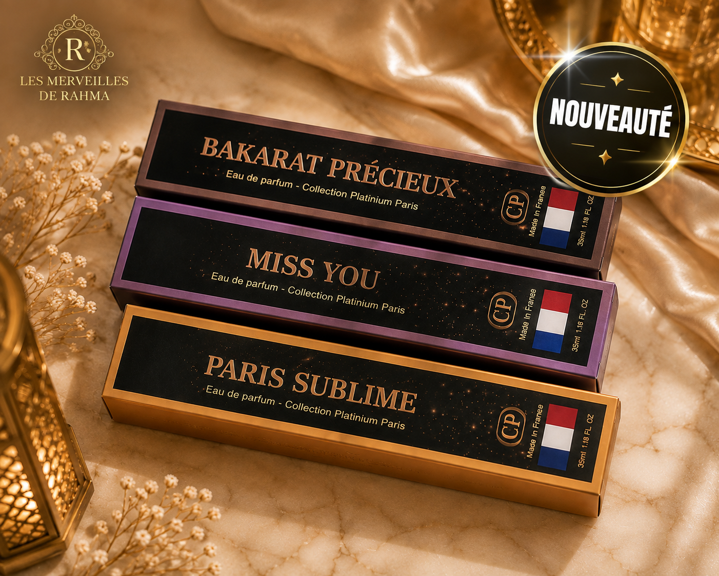 Coffret Découverte – 3 Eaux de Parfum 35 ml | Collection Platinium Paris les merveilles de rahma