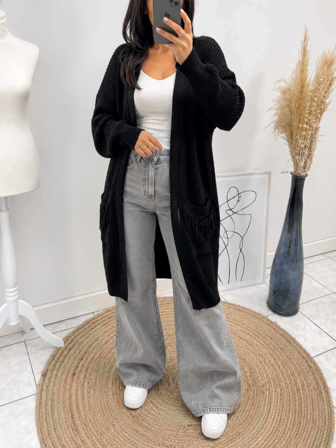 Gilet long Fairouz Noire les merveilles de rahma