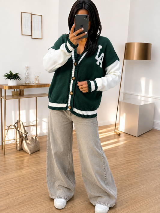gilet college farah ( Vert et Blanc ) les merveilles de rahma