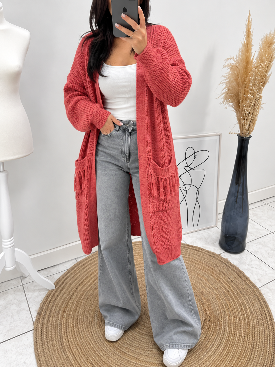 Gilet long Fairouz Rose Brique les merveilles de rahma