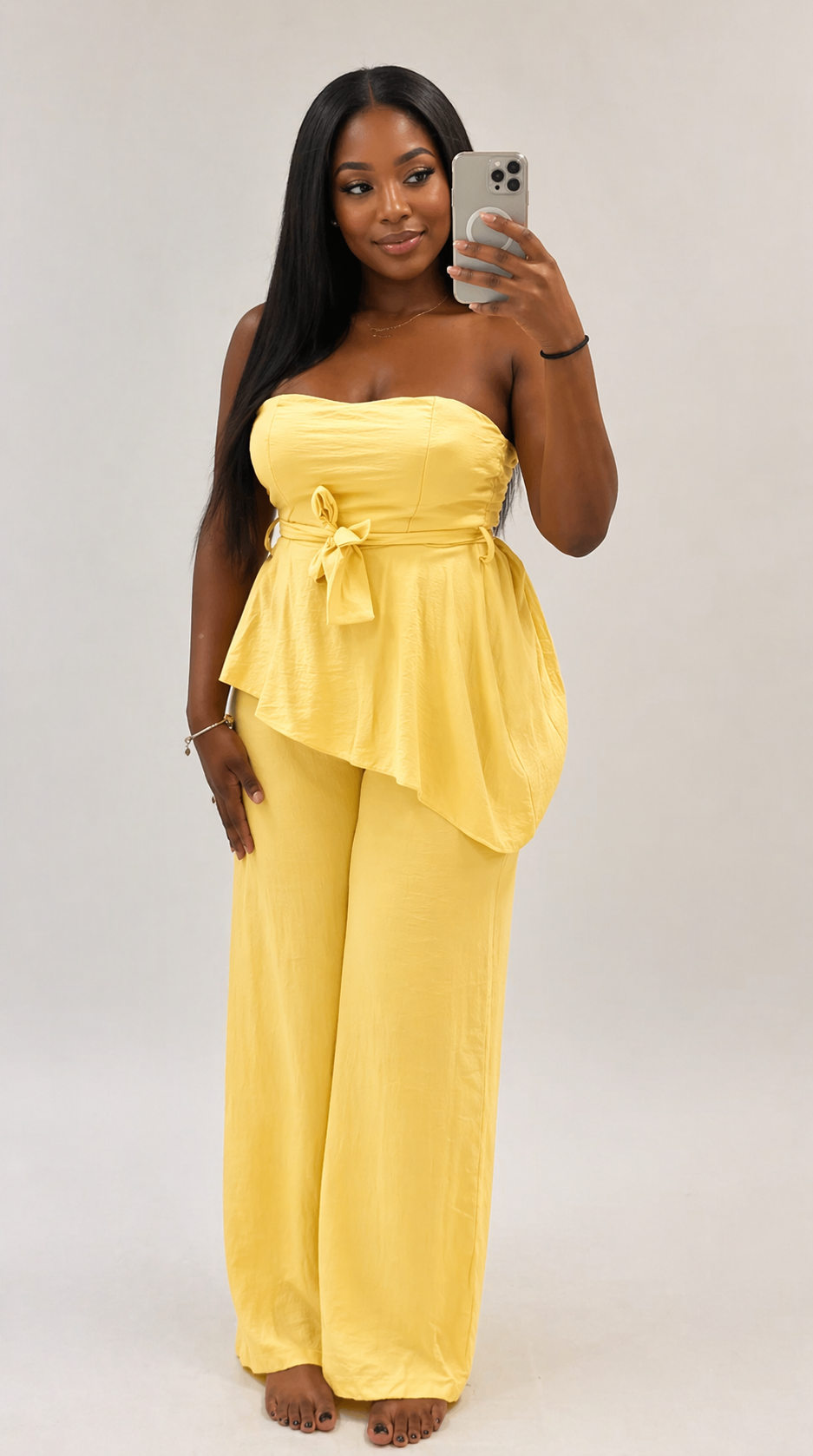 Ensemble Golden Hour – Bustier & Pantalon Palazzo Jaune les merveilles de rahma