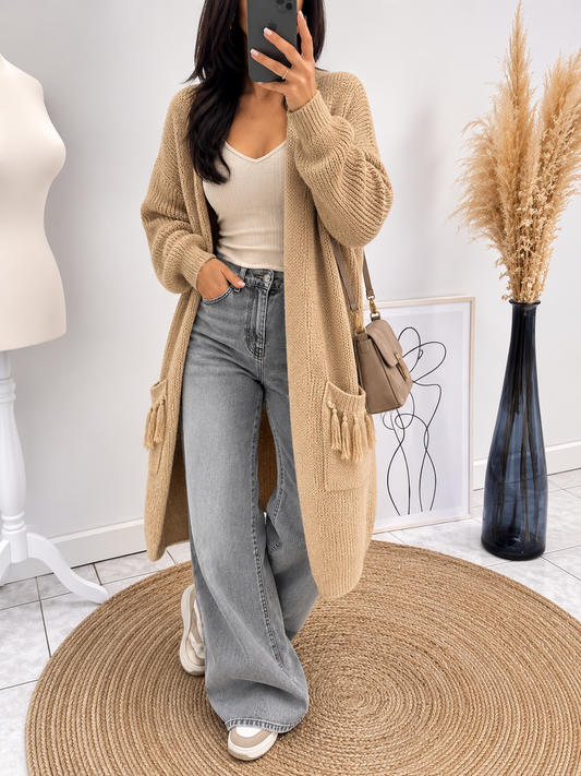 Gilet long Fairouz Beige les merveilles de rahma